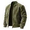 Men's Retro Casual Suede Stand Collar Jacket Baseball Collar Thin Jacket by Inlyline