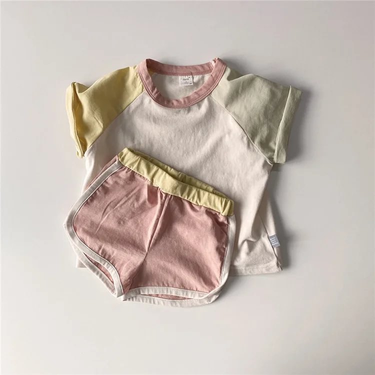 Baby Contrast Sleeves T-shirt & Shorts Set