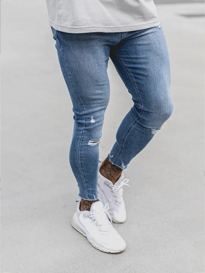 Men Ripped Washed Jeans