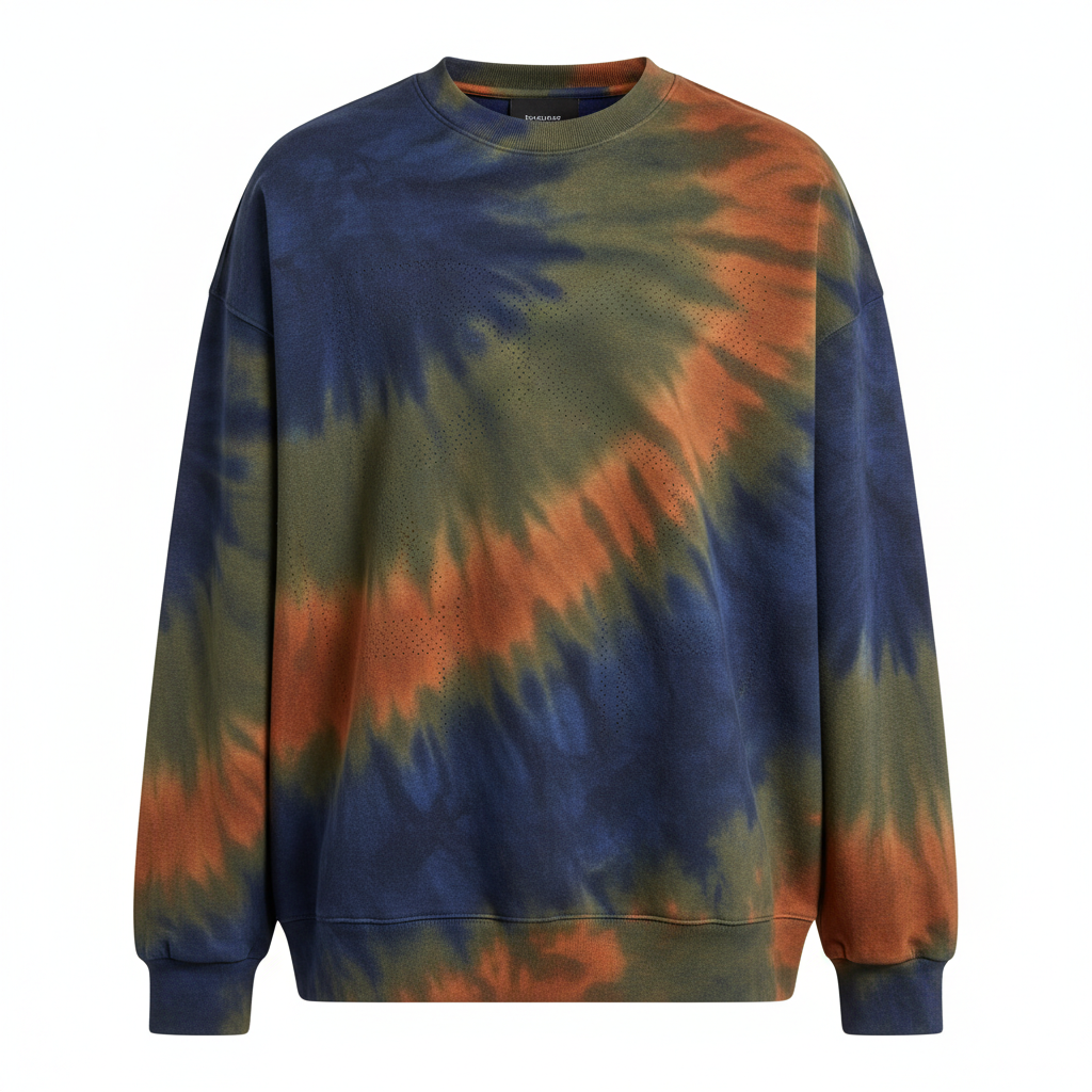 thesupersurf Tie-Dye Crewneck Sweatshirt in Navy and Orange 