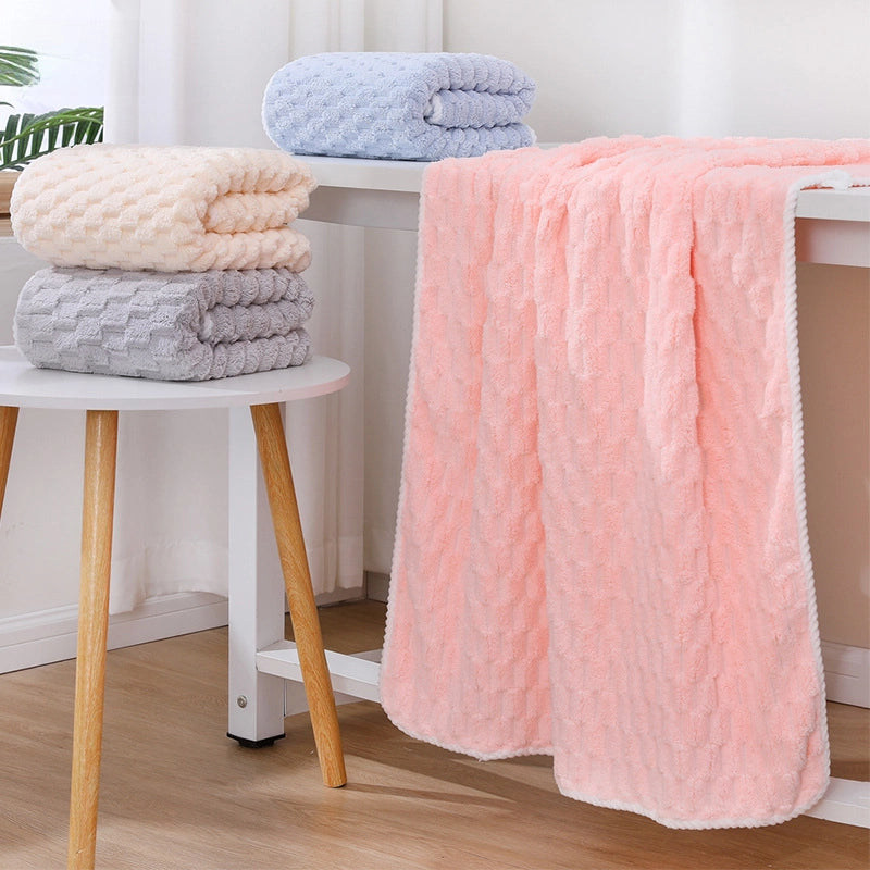 Cloud Lattice Towel Bath Towel Hair Drying Hat Shower Cap Women’s Household Water Absorbent Quick-drying Hair-free Thickened Wearable Bath