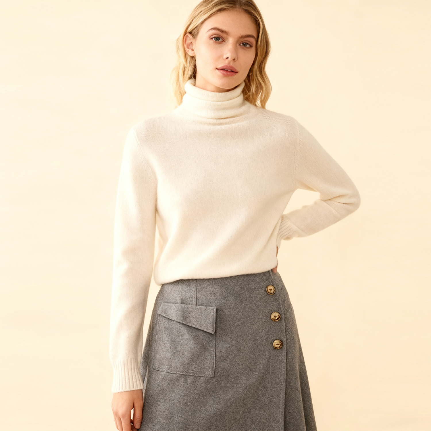 Heaps Collar Soft Women's Cashmere Sweater REAL SILK LIFE