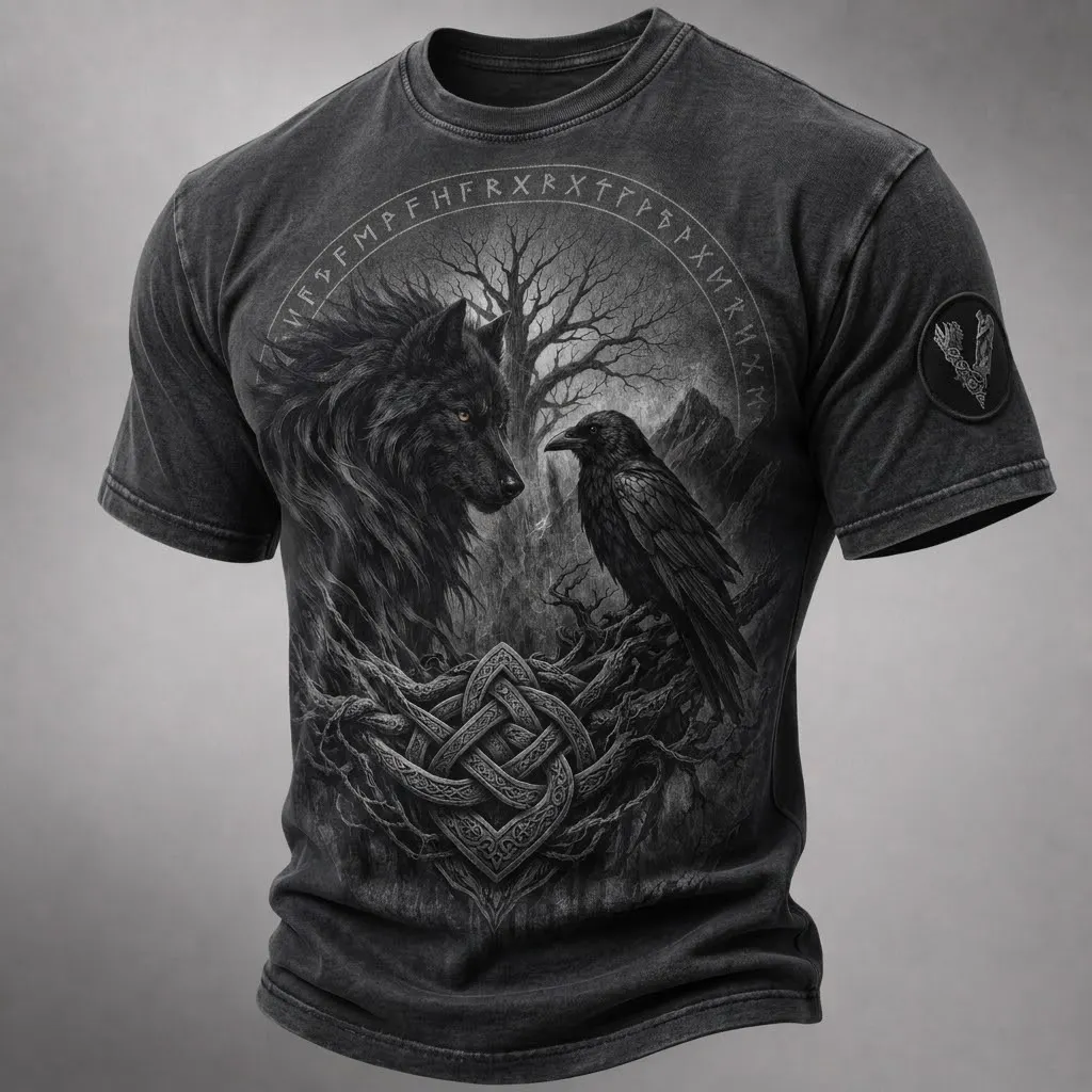 Norse Mythology Viking-Print Men's Casual Top