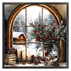 (Stamped/Counted) Christmas Snow Scene By Window-11CT Cross Stitch 45*45cm/17.72*17.72in