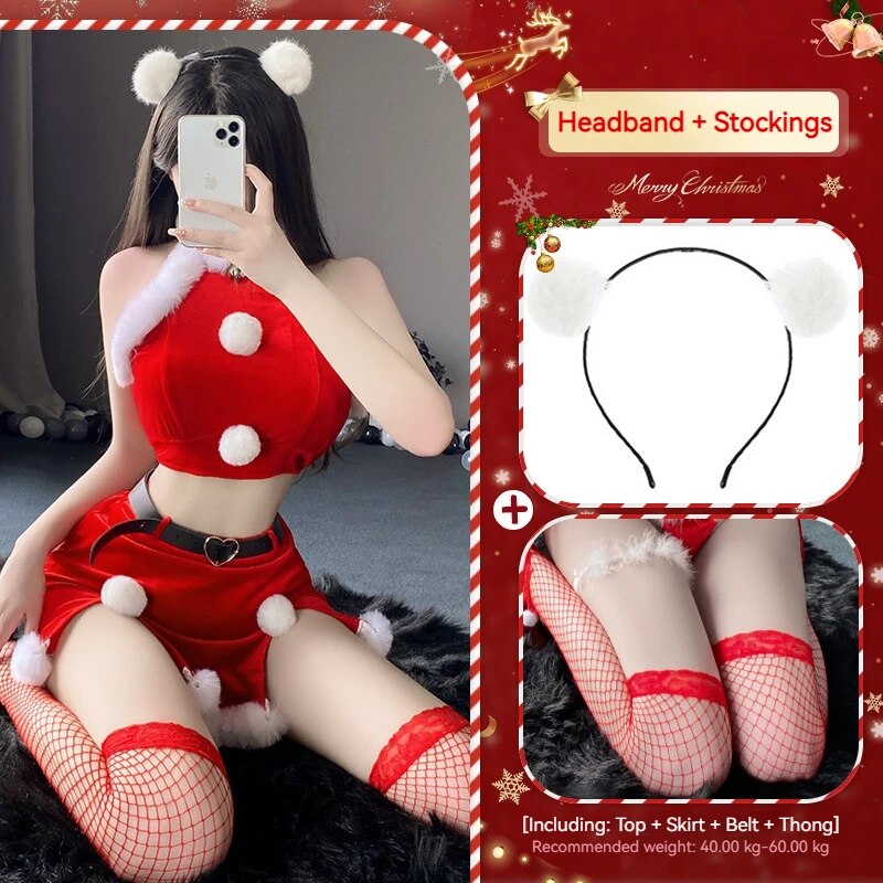 [Wetrose] In Stock Christmas Santa Girl Cosplay Costume New Year Sexy Lingerie