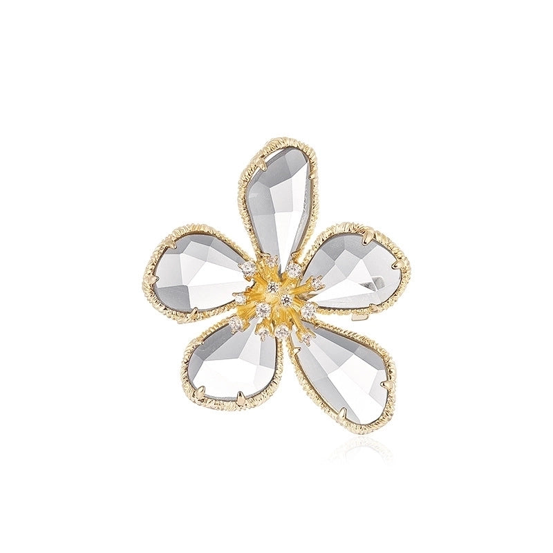 Retro Pin Flower Alloy Inlay Artificial Crystal Rhinestones Women’S Brooches