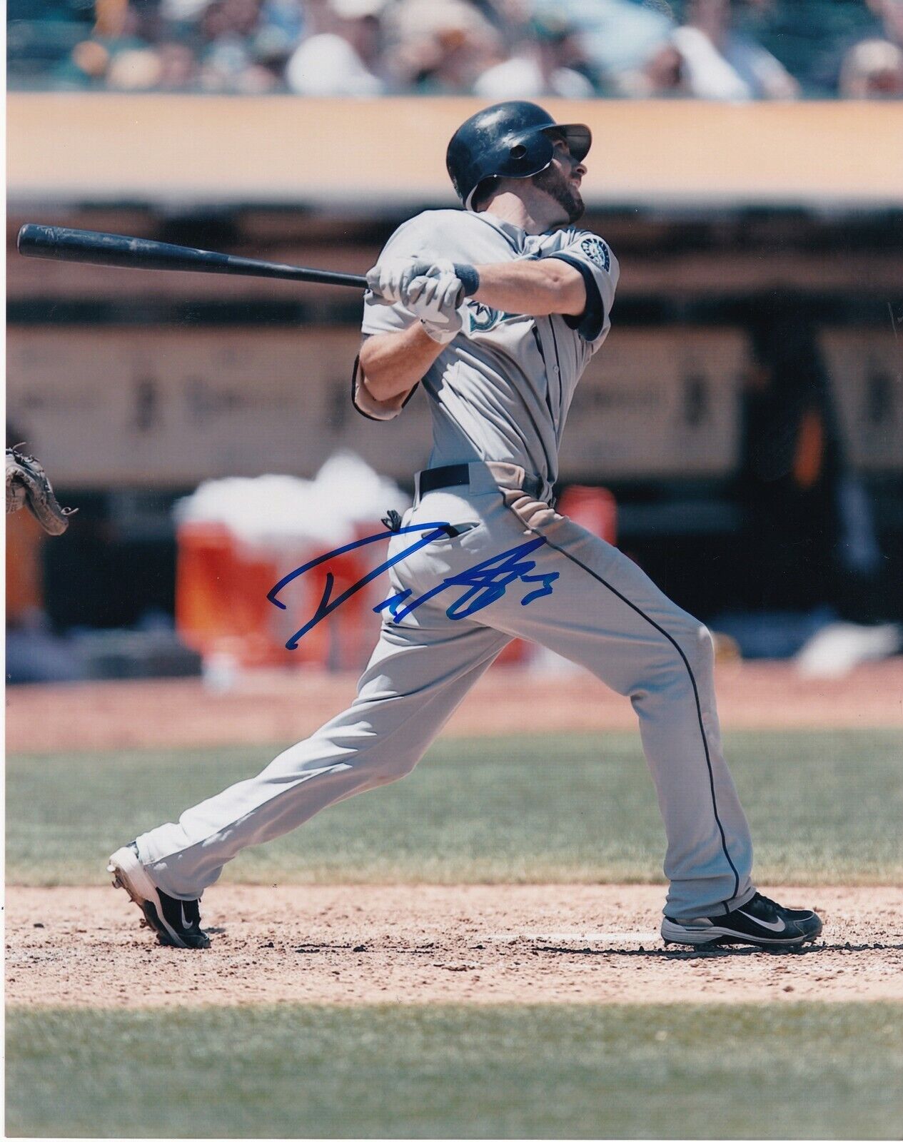 DUSTIN ACKLEY SEATTLE MARINERS ACTION SIGNED 8x10