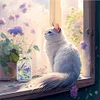 Cat And Flowers On The Windowsill-Full Embroidery-2 Strands 18CT Stamped Cross Stitch-30*30CM
