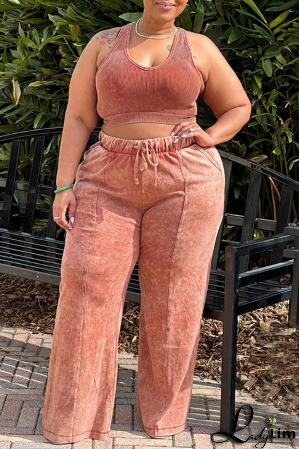 Black Gray Casual Solid Vests Pants O Neck Plus Size Two Pieces