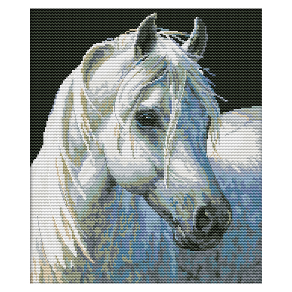

White Horse - 14CT Stamped Cross Stitch - 35*41CM, 501 Original