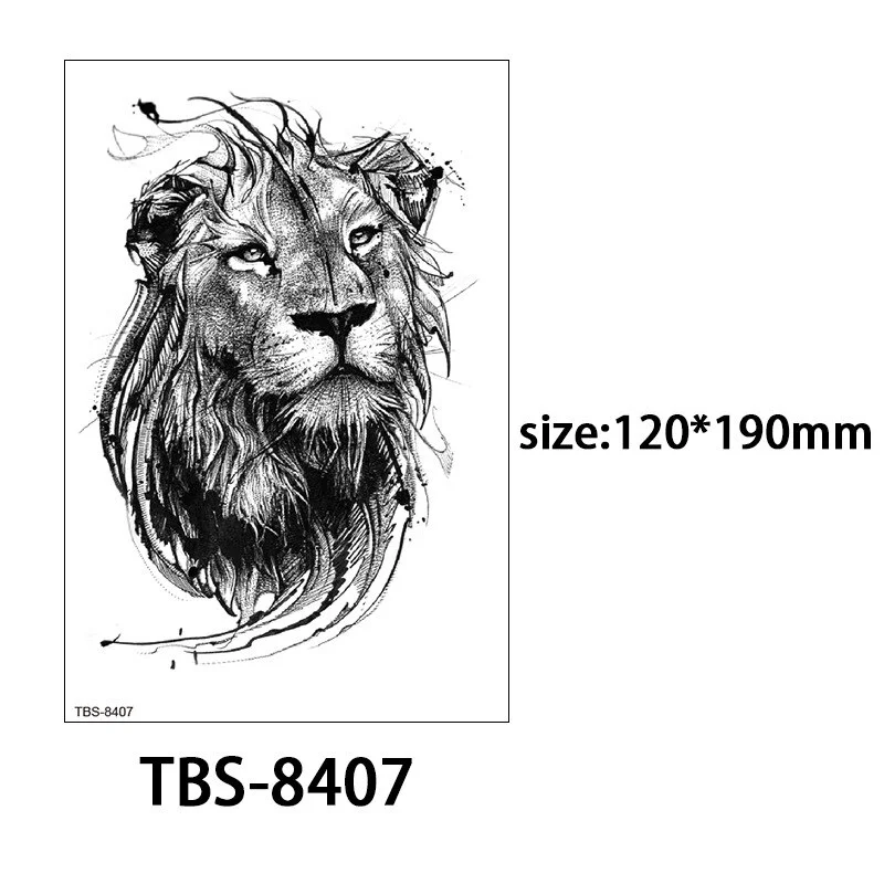 Sdrawing Forest King Animal Tattoo Sticker for Men Tiger Skull Skeleton Fake Tattoo for Women Wolf Tattoo Temporary Waterproof