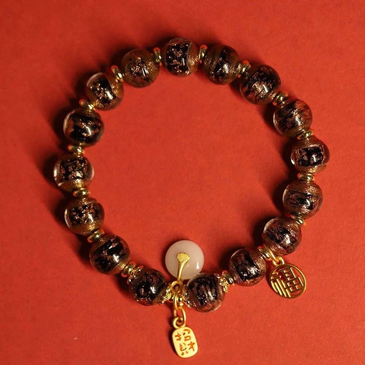 Thangka Buddha Black Gold Incense Ash Liuli Bracelet