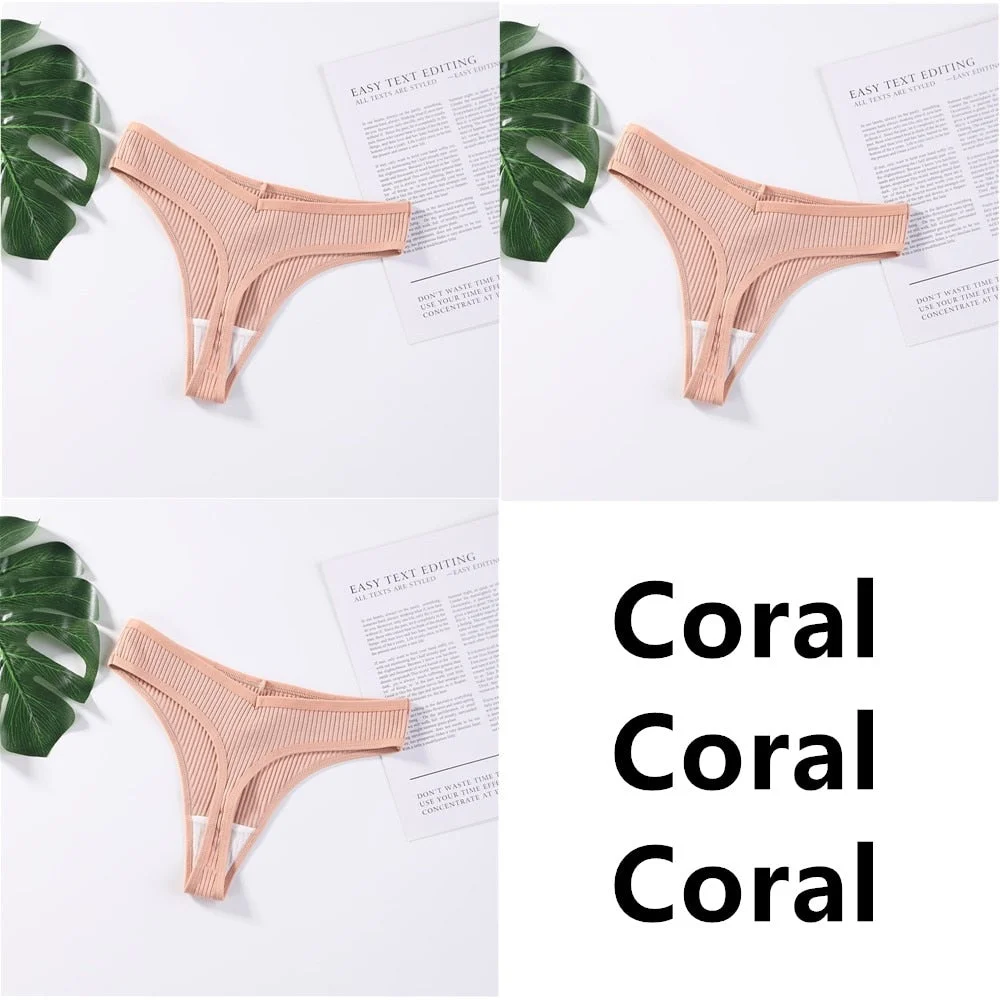 3Pcs/Set Panties G-String Ladies Sexy Panties Ladies Ladies Thong Underwear Low Waist Solid Comfortable Cotton Panties Lingerie