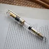 P140 Piston Fountain Pen &ndash; Transparent Resin Body | Size 8 Fine/Medium Nib | Brass Piston System | Pen Case