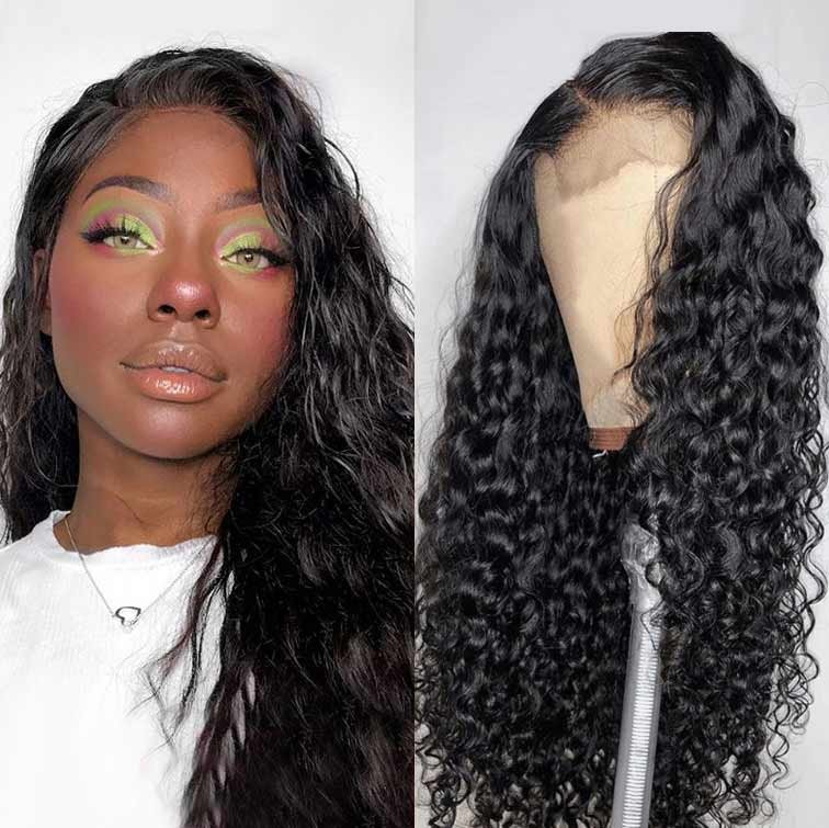 The Only Human Hair Wigs Water Wave 13x4 Inch Lace Frontal Wig 210% Density