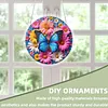(18.5cm)DIY Acrylic Jigsaw Puzzle Window Hanging with Hanging Chain DIY Stained Glass Decoration Round Window Puzzle Decor for DIY Craft Project (Flower Butterfly)