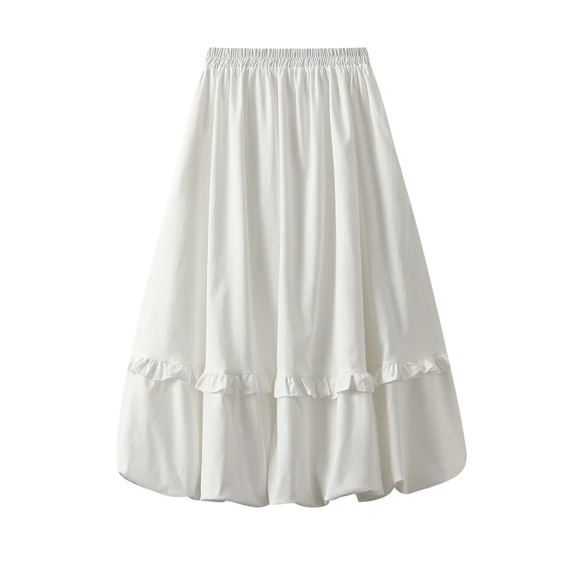 Nigikala Nigikala Waist Wood Ear Folding Flower Buds Mid-Long Dress Girl 2025 New Crobs Thin Dress 2217