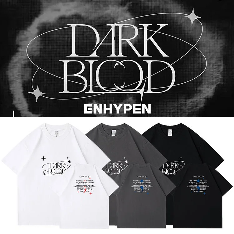 Enhypen Dark Blood Album T-shirt, Dark Blood Shirt, EN-ZOO Enhypen, Enhypen  World Tour Niki, Jake, Sunoo, Heeseung, Jungwon, Jay, Sunghoon 