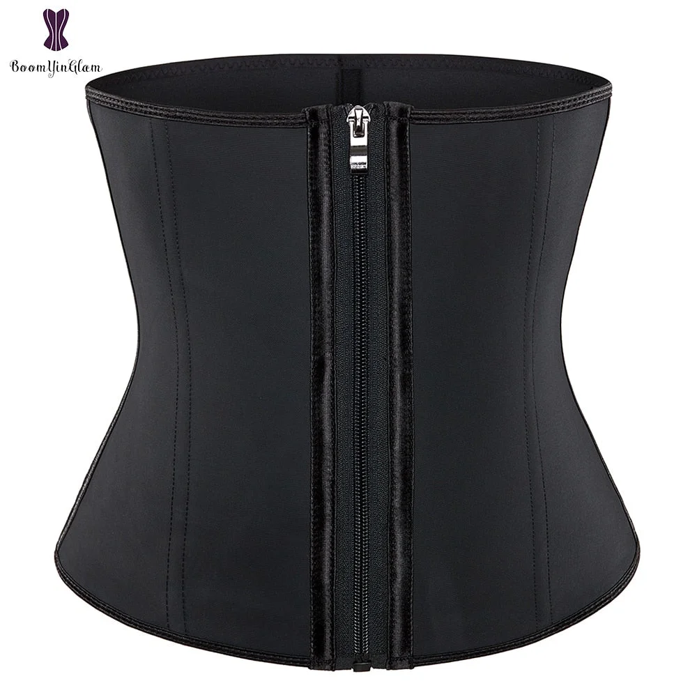 Front Zipper & Hooks 7 Steel Boned Firm Body Shapewear Latex Waist Trainer Cincher Shaper For Weight Loss Plus Size 608#
