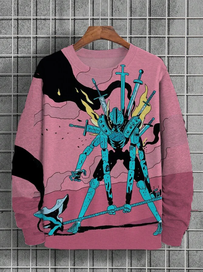Men's Tomahawk Robot Art Print Casual Sweatshirt