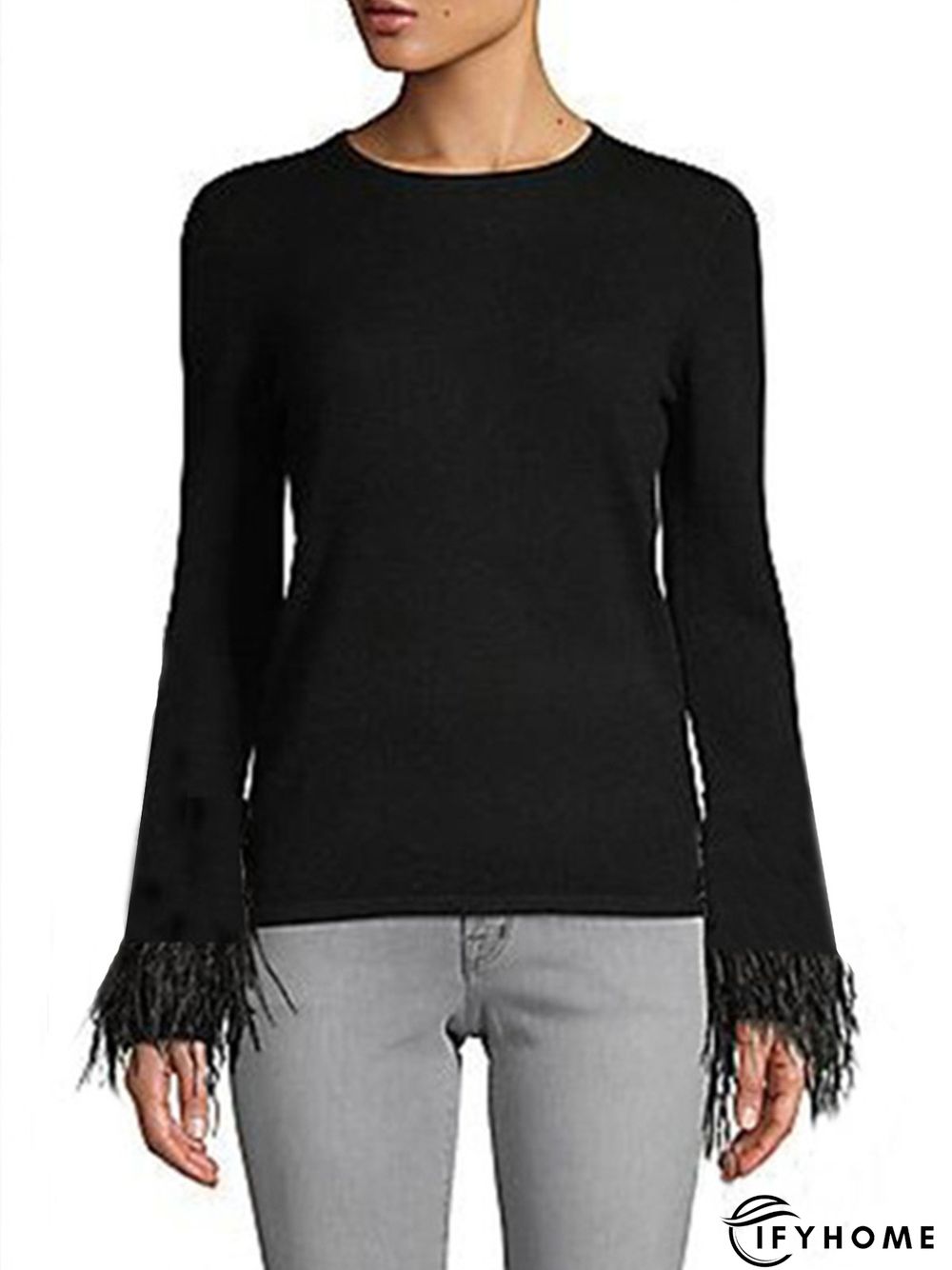 Casual Simple Elegant Crew Neck Simple Plain  Top | IFYHOME