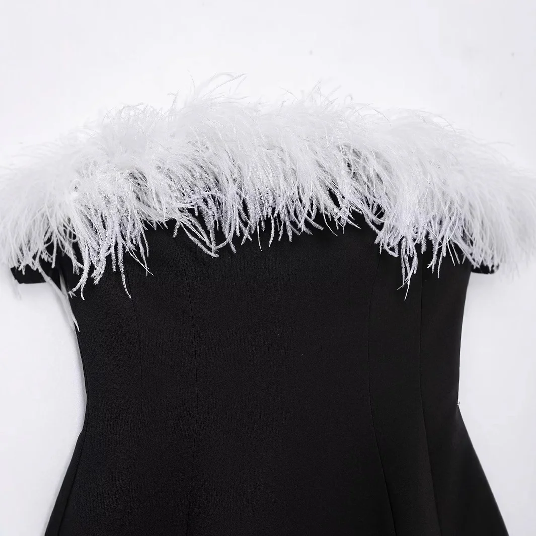 Nigikala Nigikala Women's New One-Word Collar Elastic Sexy Hot Babes Dress