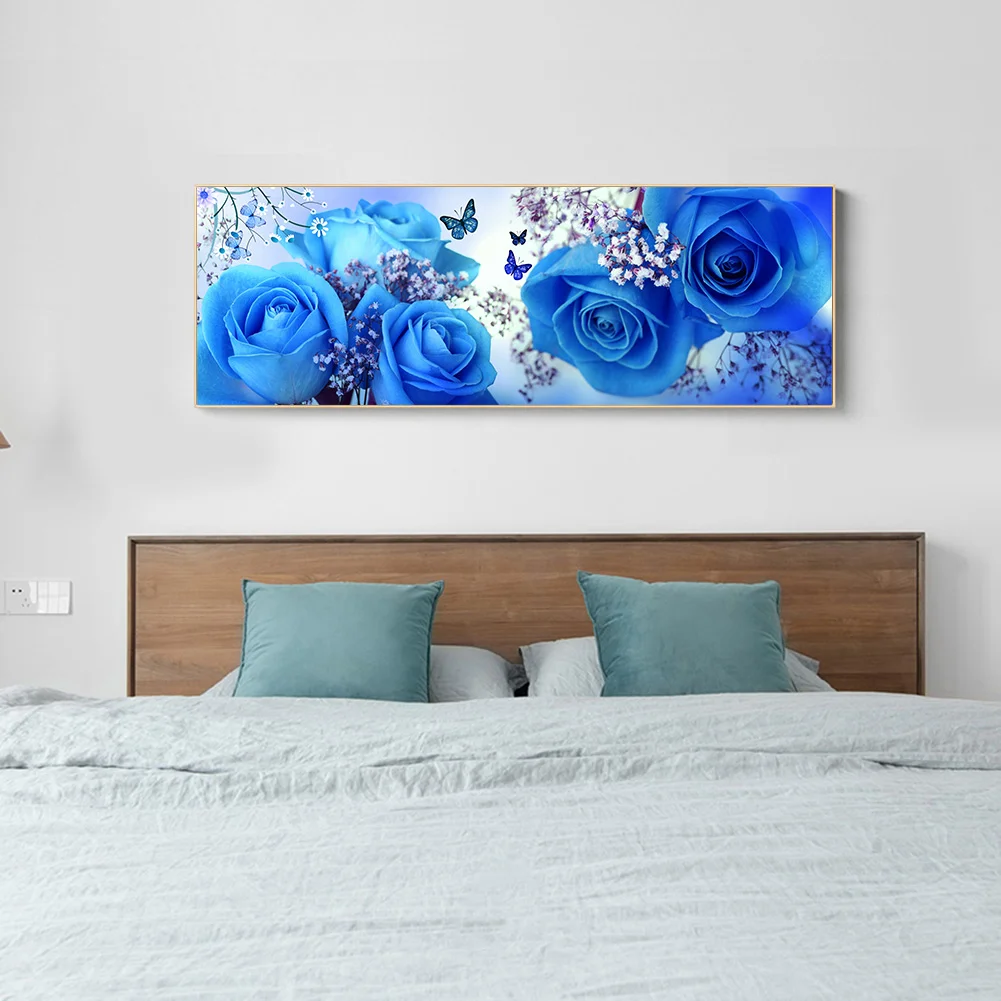 Diamond Painting - Full Round Drill - Bule Rose(80*40cm)