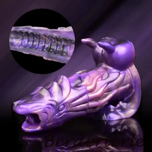 Fantasy Hollow Dragon Monster Dildo Penis Sleeve Cock Ring Stretchable Sex  Toys