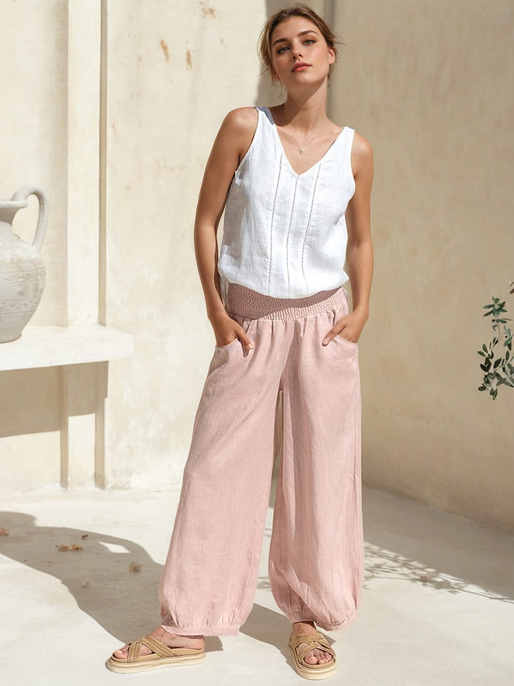 Sadhu French Linen Pants Dusty Pink