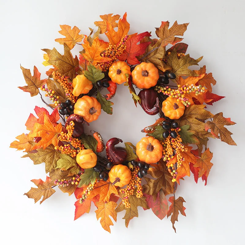 Maple Leaves And Pine Cones Pumpkin Wreath Outdoor Fall Wreath