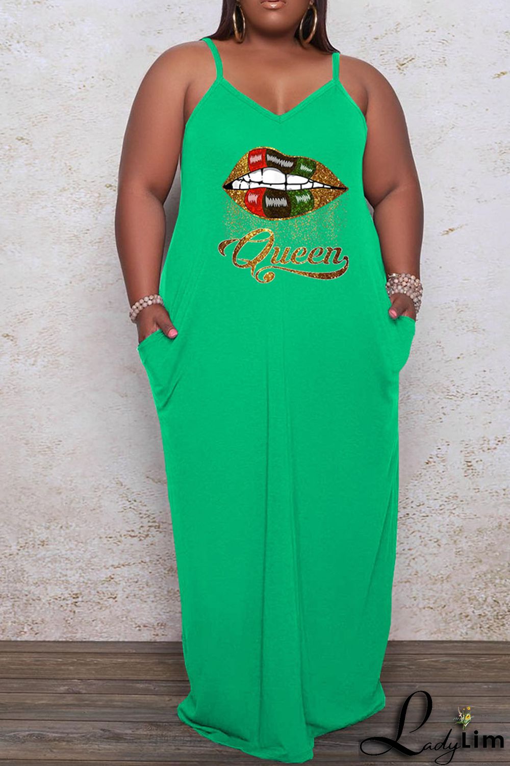 Black Casual Print Split Joint Spaghetti Strap Sling Dress Plus Size Dresses