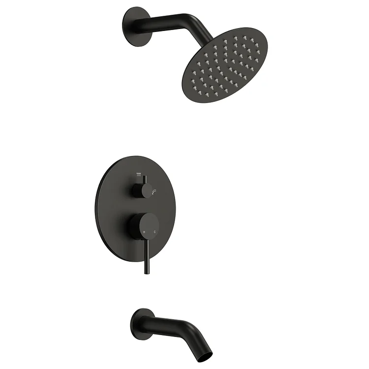 EVERSTEIN 6 Inch Shower System with Bathtub Faucet in Matte Black SFS-1173-BK
