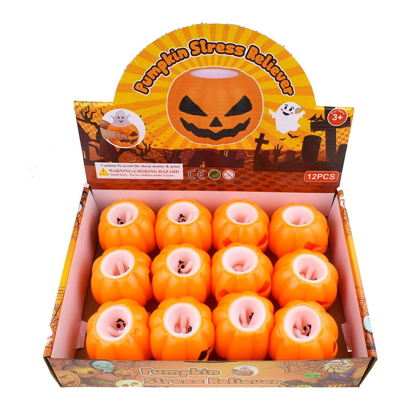 Novelty Tpr Plastic Squeeze Pumpkin Light Hairy Ball Halloween Toys