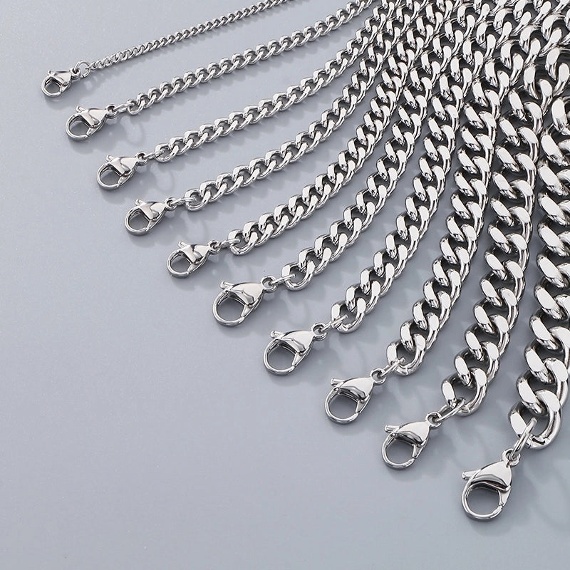 Stainless Steel Personality Fashion Trend Simple Two-Side Grinding Cuban Link Chain Bracelet Accessories