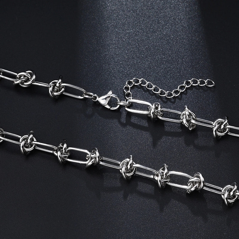 1 Men’s Fashion Casual Silver Stainless Steel Knot Chain