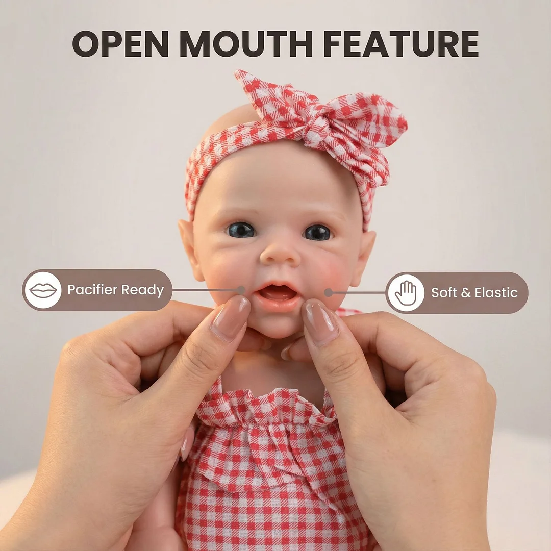 12-InchBettie Reborn baby Silicone Doll with Pink Plaid Camisole Set