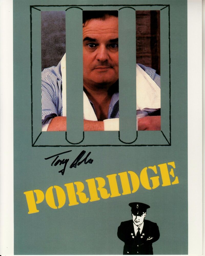 TONY OSOBA hand-signed PORRIDGE 8x10 w/ uacc rd FUNNY COLOR CLOSEUP IN JAIL