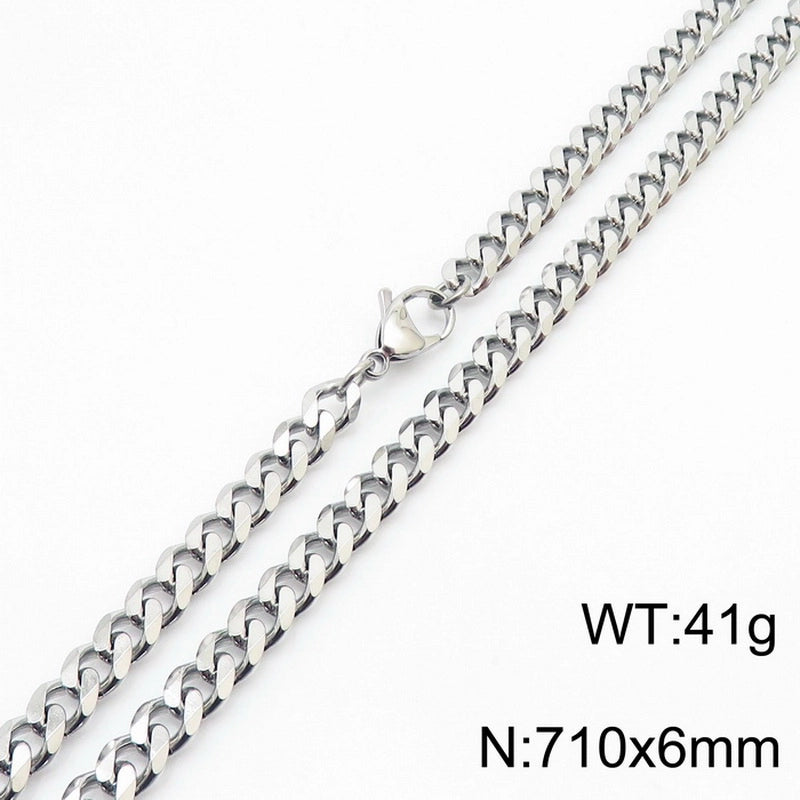 Hiphop Hip Hop Men & Women Trendy Stainless Steel Six-Sided Grinding Necklace