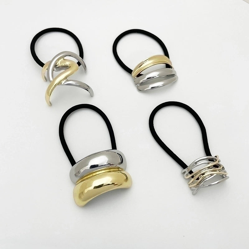 Women's Japanese Style Minimalist Sports Color Block Alloy Elastic Band Rubber Band