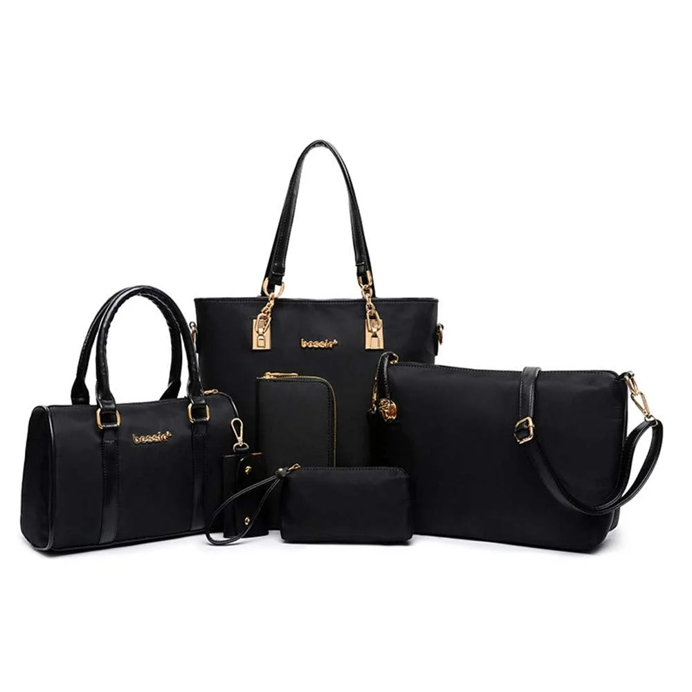 6 PCS Women Shoulder Bag Top-Handle Handbag Tote Purse Wallet Key Case Set
