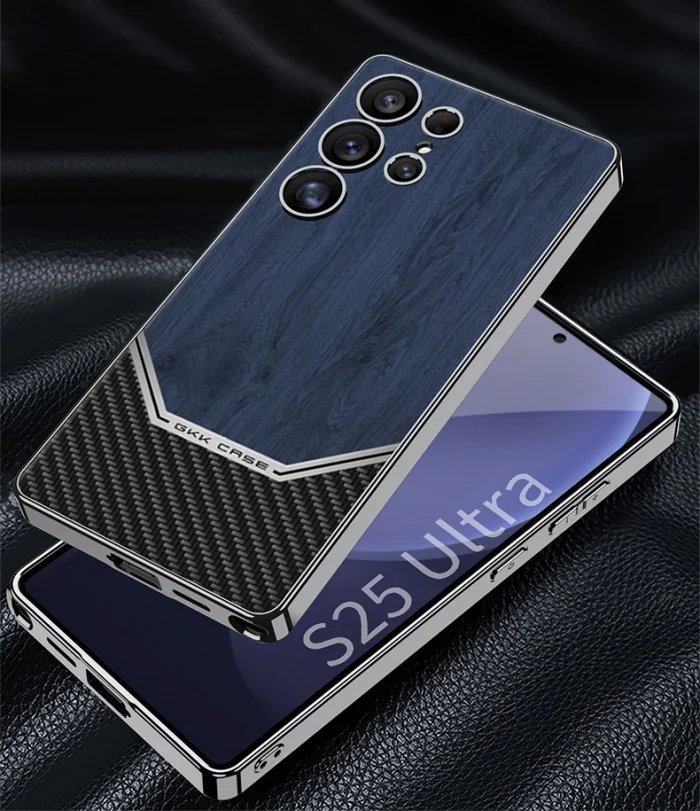 Samsung Electroplated Leather Wood Grain Men's Mobile Phone Case
