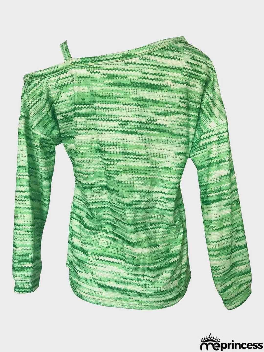 Heathered Asymmetrical Neck Long Sleeve T-Shirt