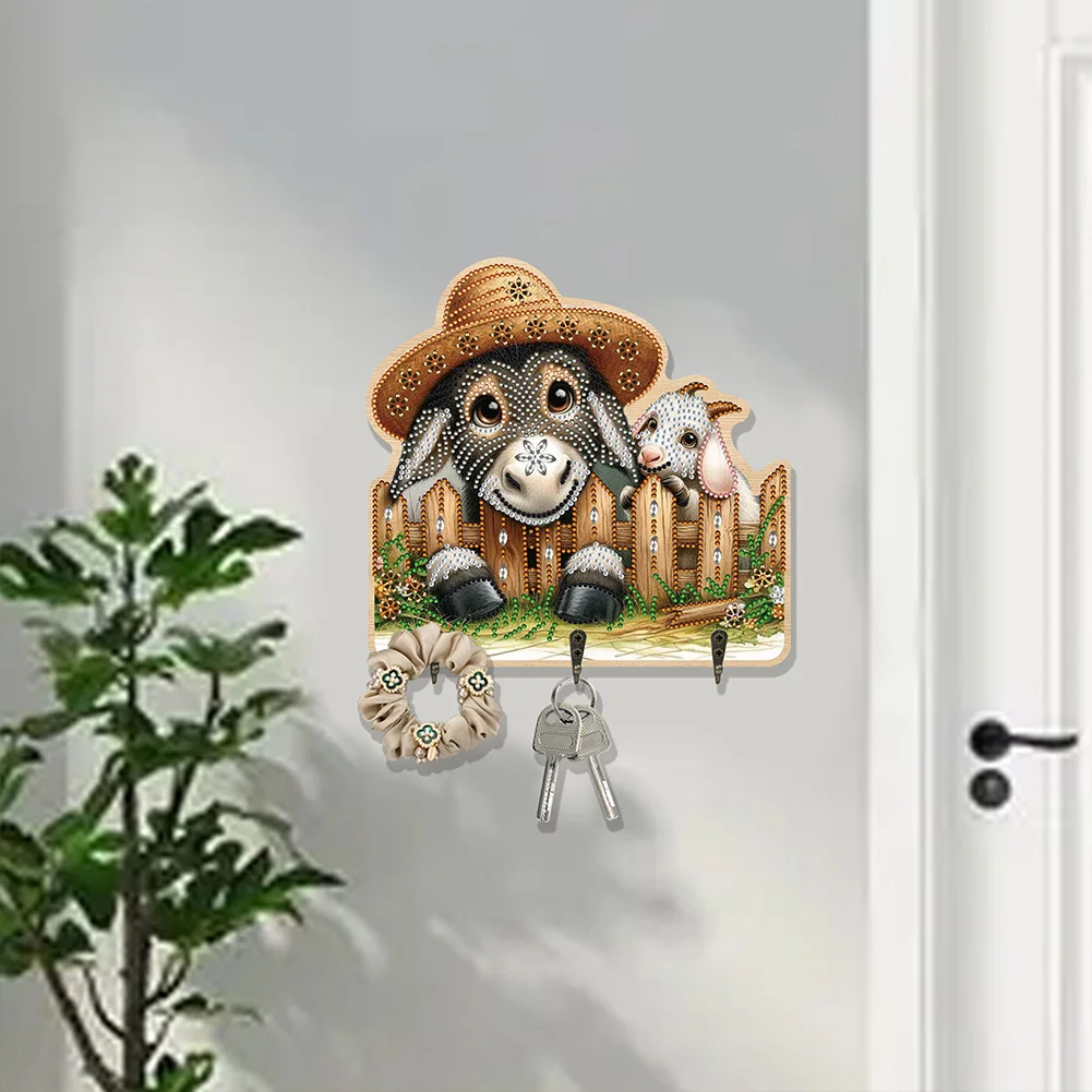 DIY Donkey 3 Hooks Diamond Painting Pet Hook Rail Diamond Art Hanging Hooks