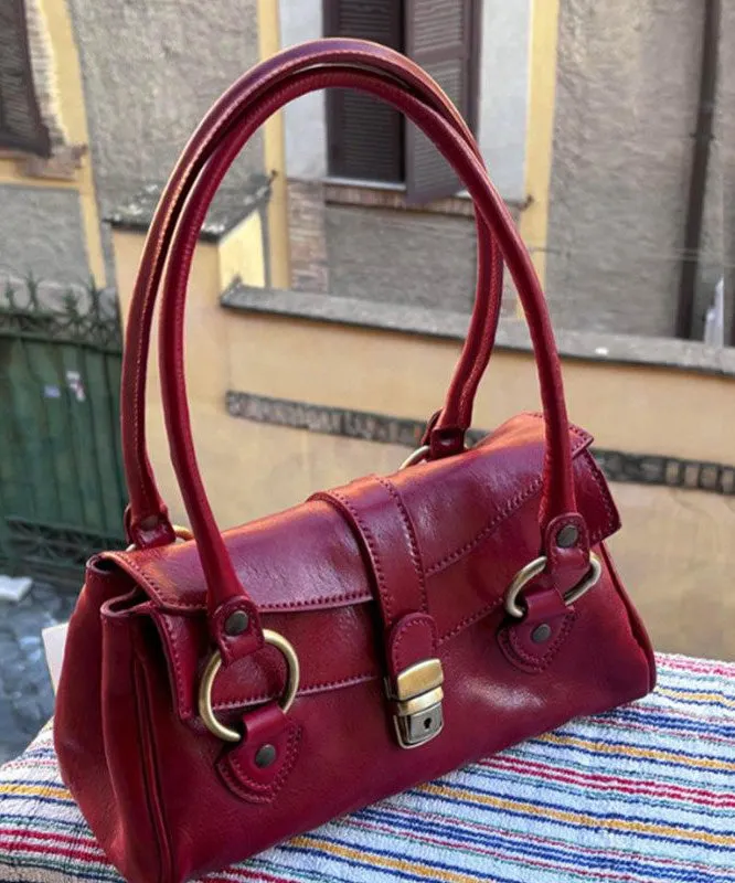 Hogsback Leather Boutique Red Solid Durable Calf Leather Hobo Bag