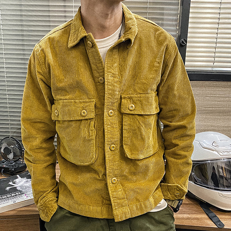 Vintage Motorcycle Corduroy Casual Jacket