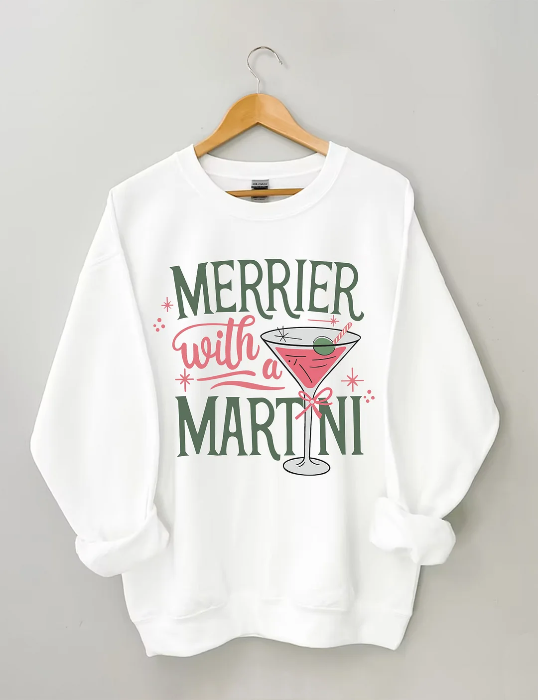 Merrier With A Martini Retro Christmas Sweatshirt