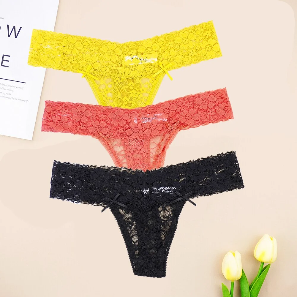 Billionm Sexy Full Lace Panties Women Thongs Hollow Out String Transparent Seamless Underpants Tangas Super Low Waist T-back