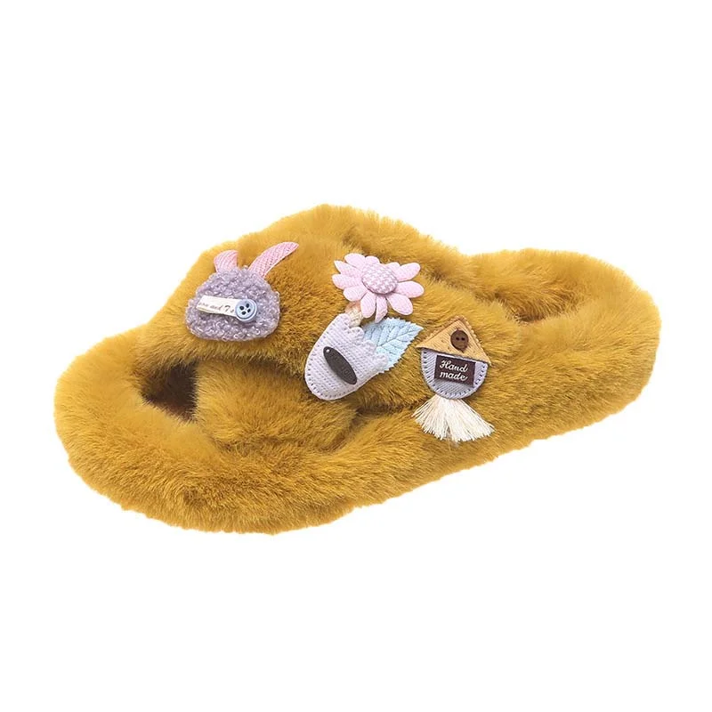 Letclo™ 2021 Autumn New Indoor One-character Cute Cartoon Plush Slippers letclo Letclo