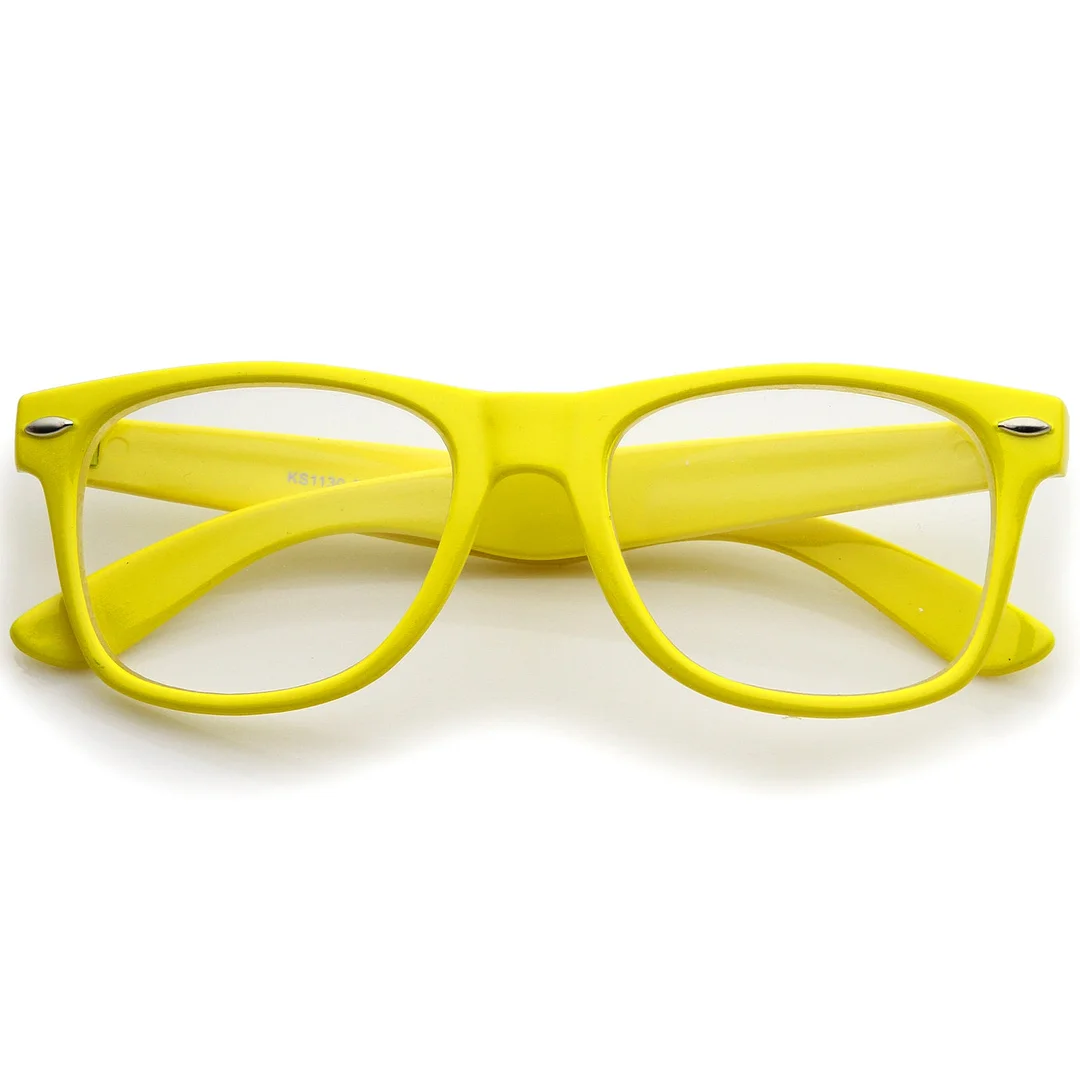 Retro Wide Temple Clear Lens Horn Rimmed Eyeglasses 54mm