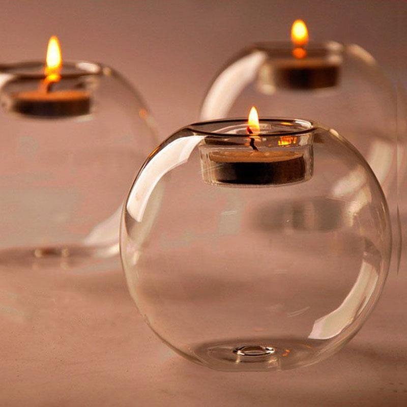 Crystal Ball Glass Tea Light Candle Holder